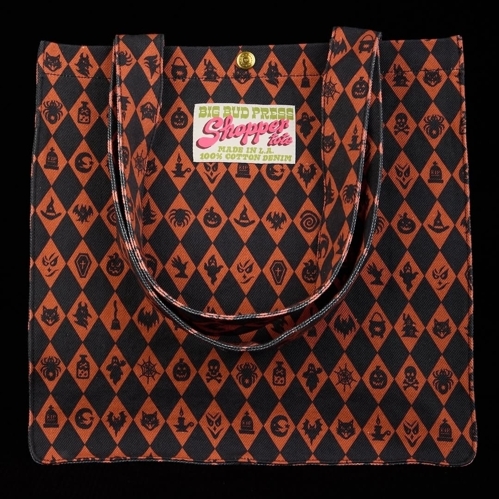 Big Bud Press Orange and Black Halloween Shopper Tote